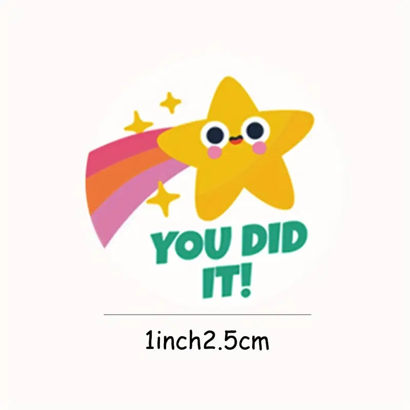 Stickers Récompense Enfants – Rouleau d’Autocollants Motivateurs Colorés pour École, Bullet Journal et Papeterie