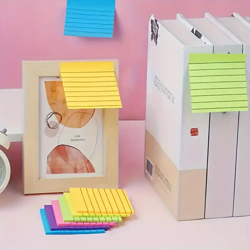 Bloc de Notes Lignées Multicolores – Papiers Autocollants Amovibles pour Bureau, Études et Organisation Quotidienne