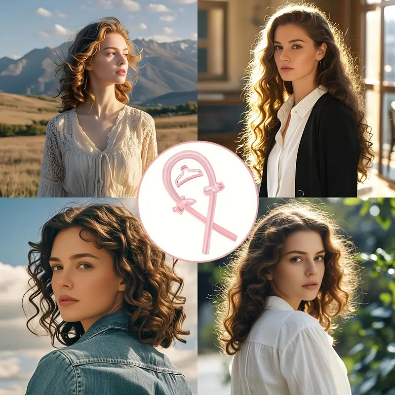 Bande Bouclante Sans Chaleur pour Cheveux – Kit Curling avec Tige en Soie, Chouchous et Pince, Boucles Douces Pendant la Nuit