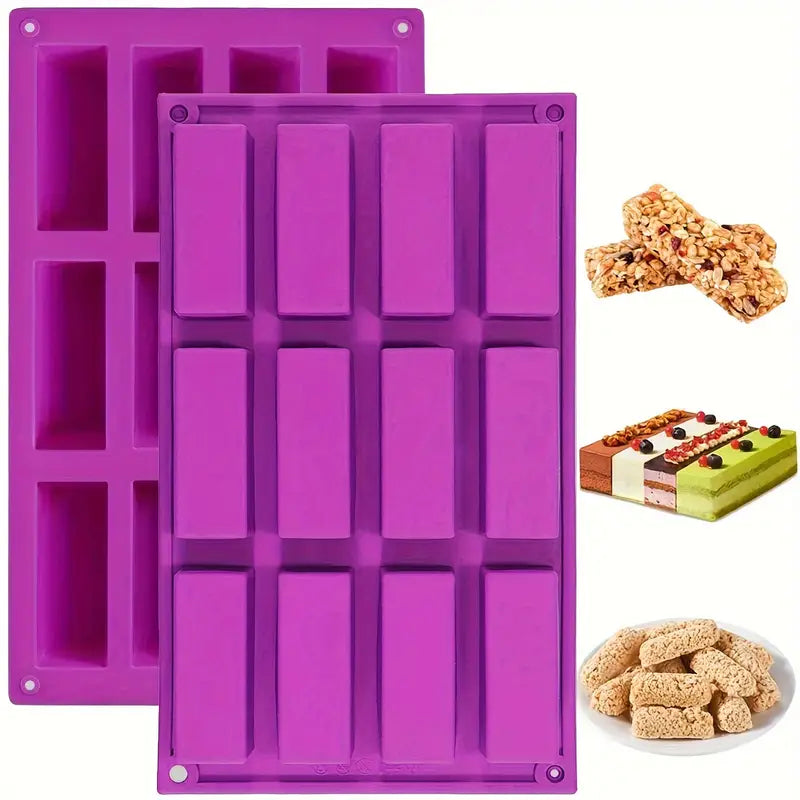 Moule en Silicone pour Barres Énergétiques Maison – 12 Cavités Rectangulaires pour Céréales, Protéines et Snacks Sains