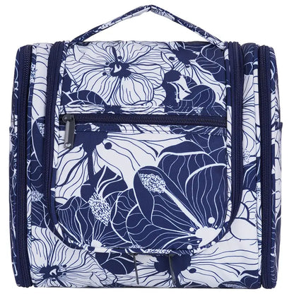 Trousse de toilette à motifs floraux bleus  Grande capacité pour voyage organisé