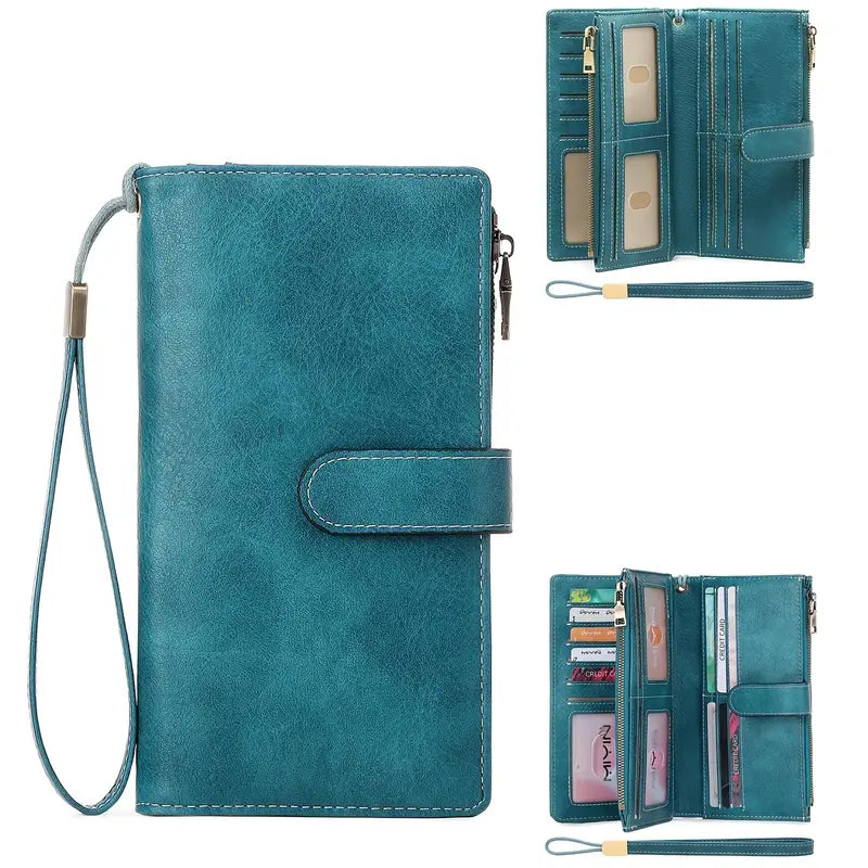 Portefeuille homme en cuir avec dragonne Ultra pratique, grande capacité et fermeture zippée sécurisée