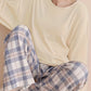 Pyjama Femme Long Confort Oversize – Haut Manches Longues & Pantalon à Carreaux, Ensemble Doux et Décontracté