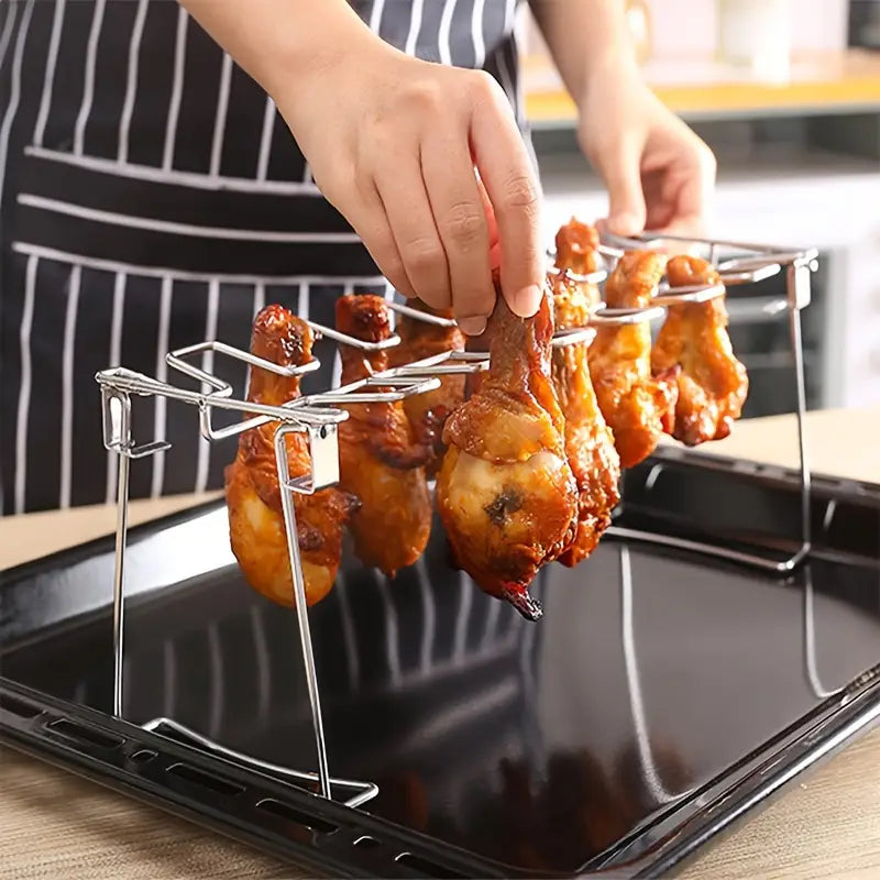 Support de cuisson pour pilons de poulet – Grille barbecue et four en acier inoxydable pliable