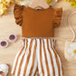 Haut bébé fille à volants avec short rayé – Ensemble estival confortable et tendance