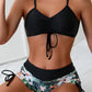 Short de bain floral taille haute pour femme – Coupe galbante et imprimé tropical, parfait pour l’été