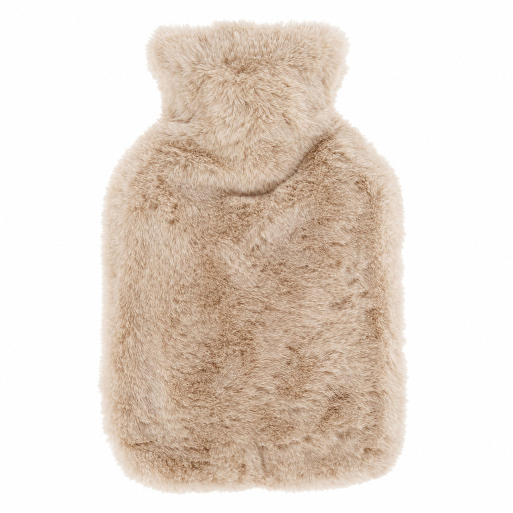 Bouillotte peluche à housse fausse fourrure douce, 600 ml ou 1800 ml