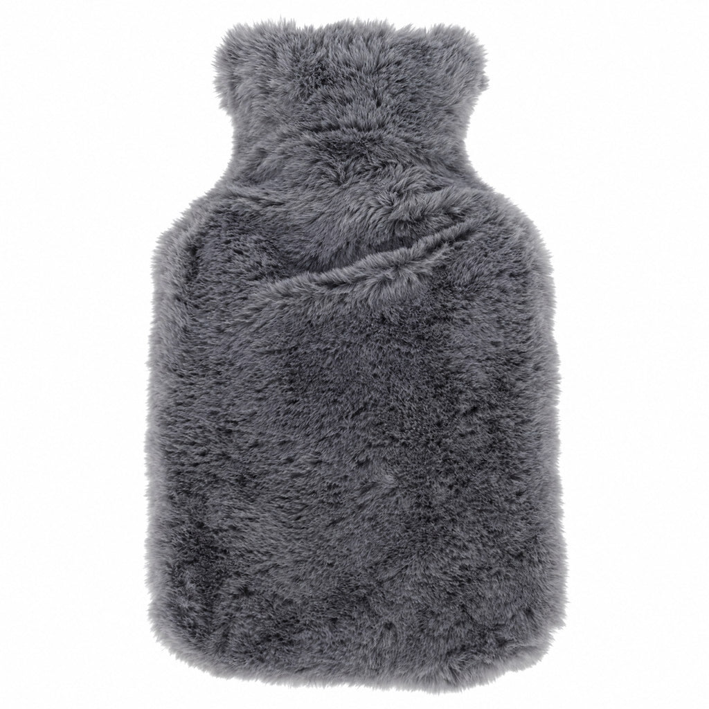 Bouillotte peluche à housse fausse fourrure douce, 600 ml ou 1800 ml