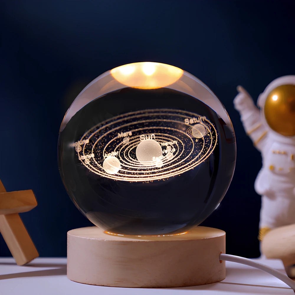 Le système solaire, en relief dans le verre