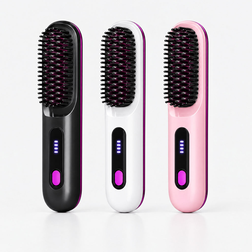 Brosse Chauffante Sans Fil pour Cheveux Courts – Lissage et Coiffage Rapide