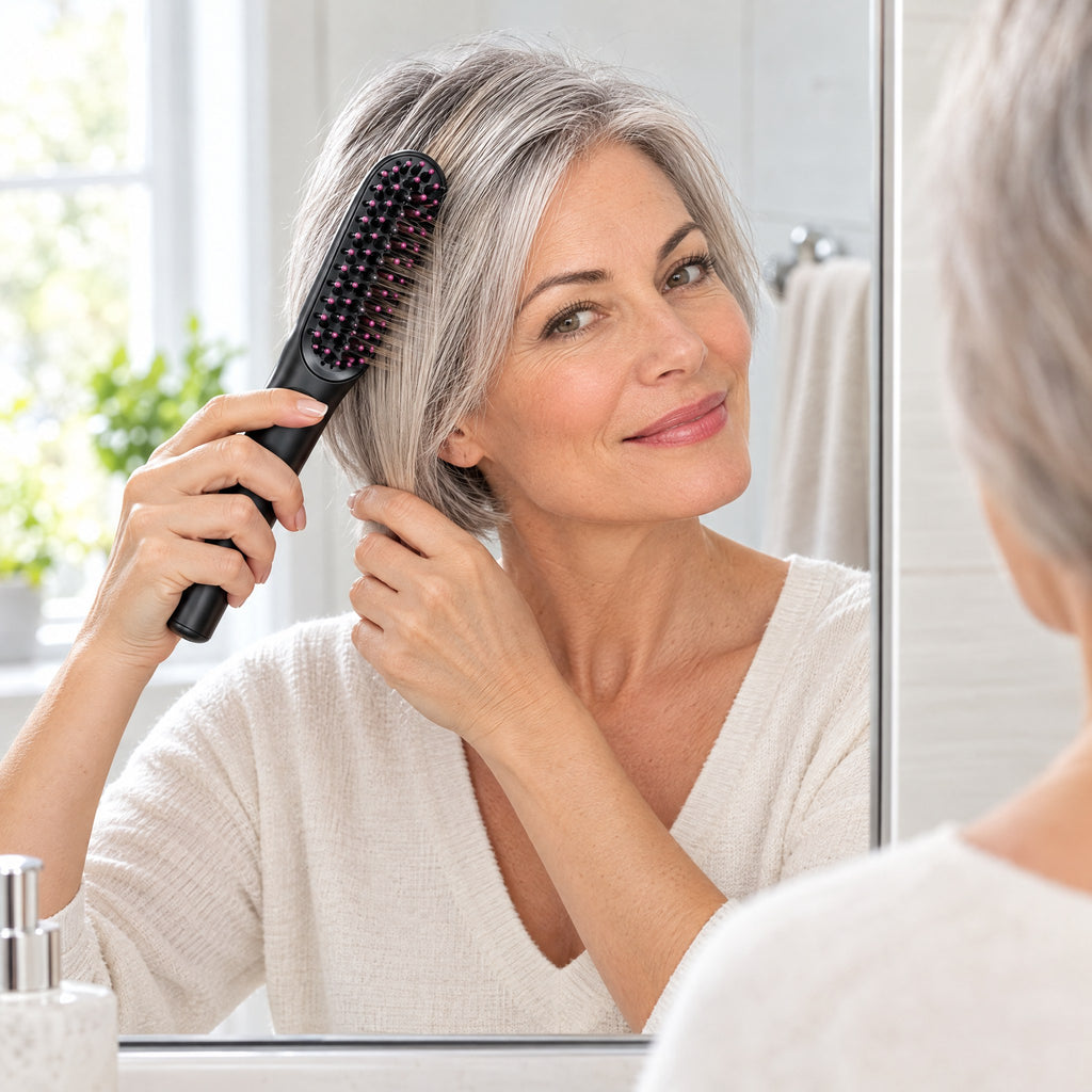 Brosse Chauffante Sans Fil pour Cheveux Courts – Picots Céramique, USB-C