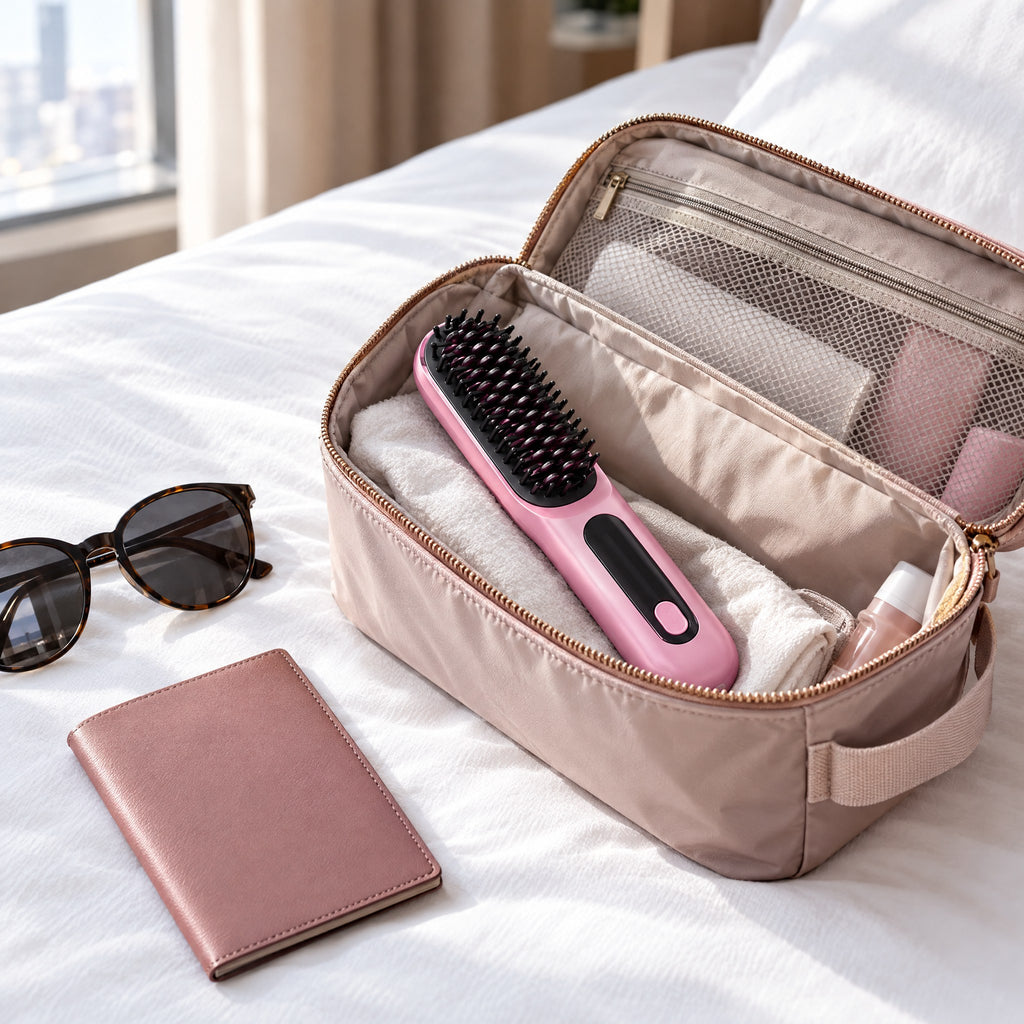 Brosse Chauffante Sans Fil pour Cheveux Courts – Lissage et Coiffage Rapide