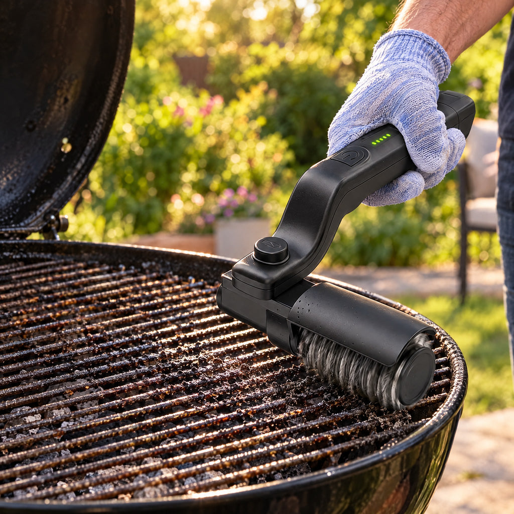 Brosse Électrique pour Grille de Barbecue Sans Fil – Tête Rotative, USB-C