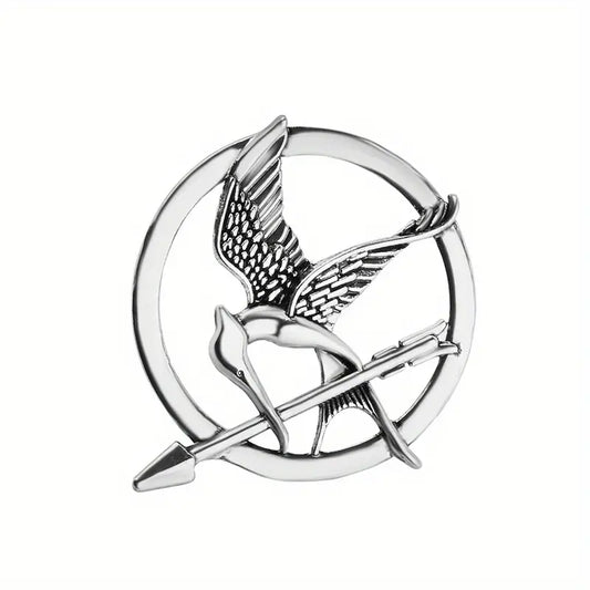 Broche oiseau doré avec flèche – Accessoire de costume élégant et vintage pour femme