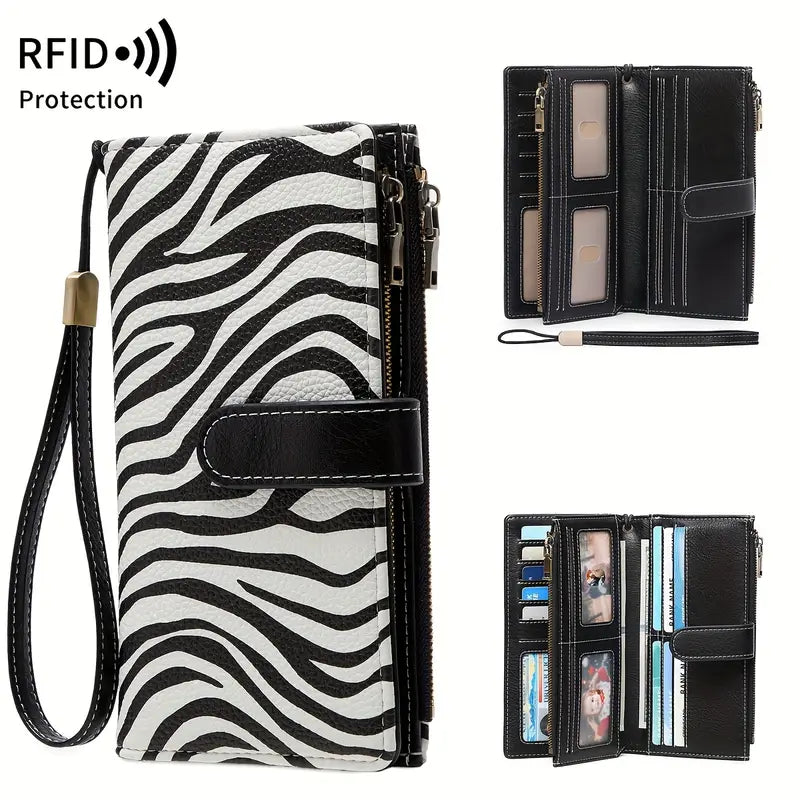 Portefeuille homme en cuir avec dragonne Ultra pratique, grande capacité et fermeture zippée sécurisée