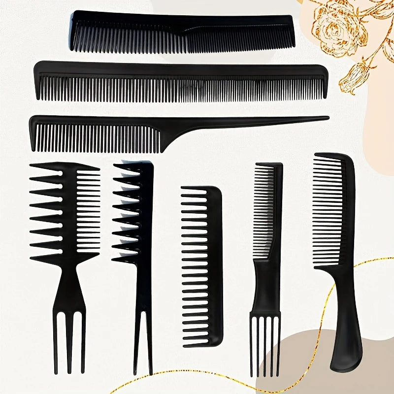 Lot de 8 Peignes Professionnels de Coiffure – Antistatiques, Résistants à la Chaleur, Idéal Salon ou Maison