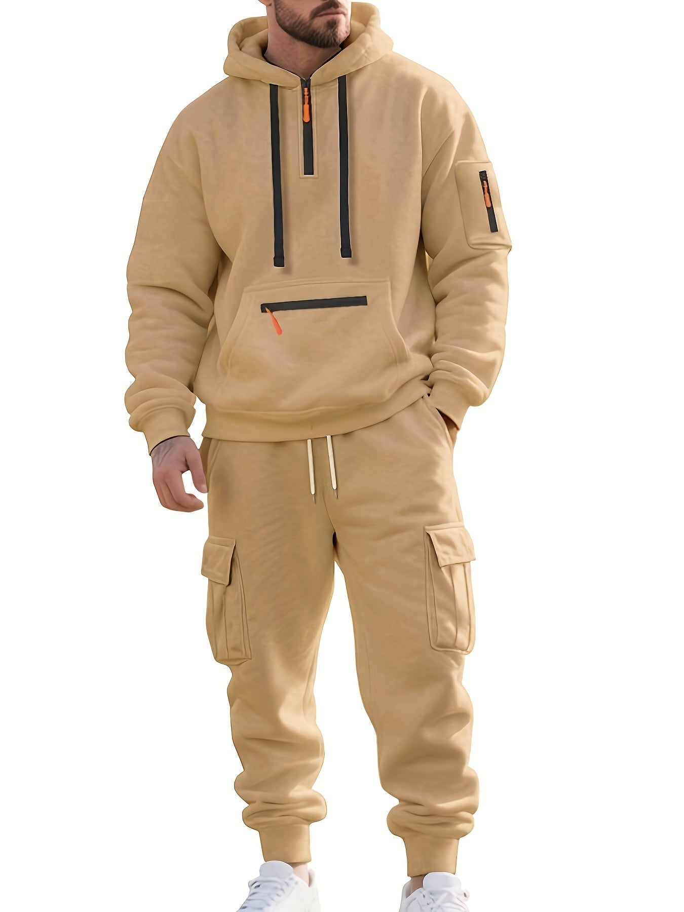 Ensemble décontracté et athlétique à capuche zippée pour homme
