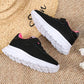 Baskets fille noires à scratch – Chaussures légères sans lacets confortables et respirantes