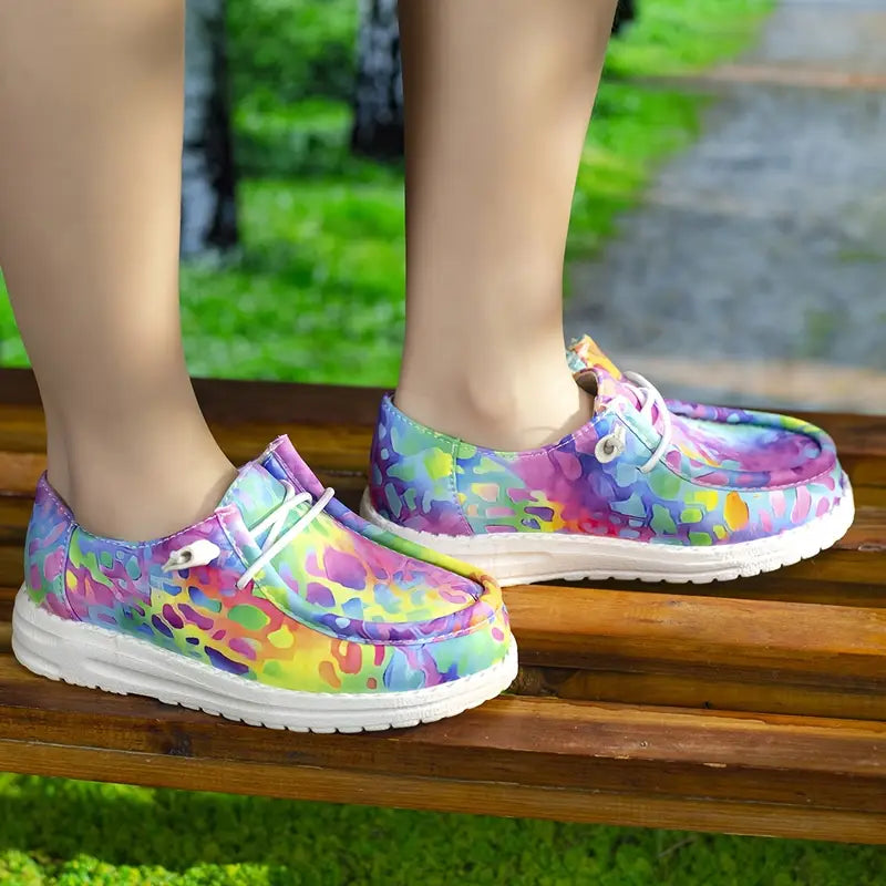 Mocassins fille colorés arc-en-ciel – Chaussures sans lacets légères et confortables pour enfant
