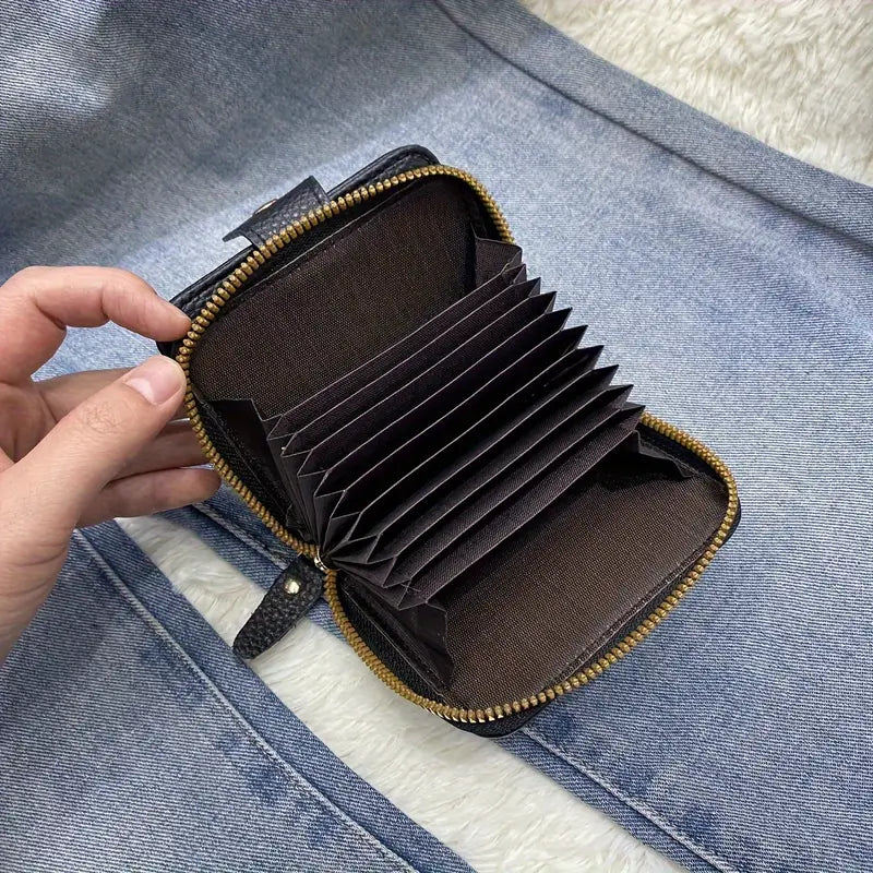 Portefeuille femme noir en cuir – Compact, élégant et pratique