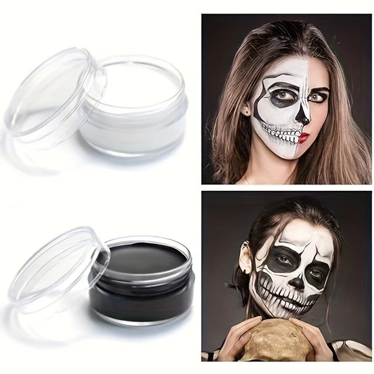 Maquillage Halloween Noir & Blanc – Peinture Grasse Visage et Corps pour Effets Spéciaux Squelettes