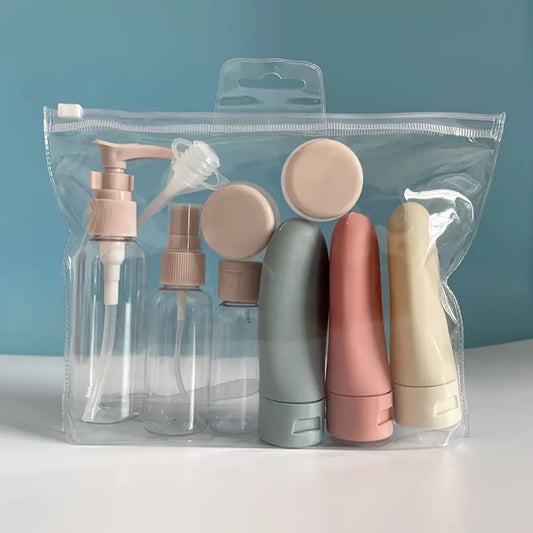 Kit de voyage bébé – Flacons rechargeables et pots de toilette portables en plastique transparent