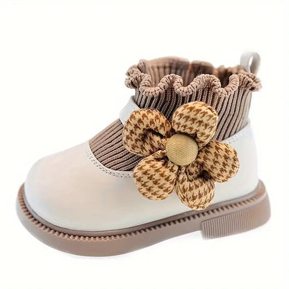 Chaussures bébé fille montantes à fleurs – Bottines imprimé floral antidérapantes