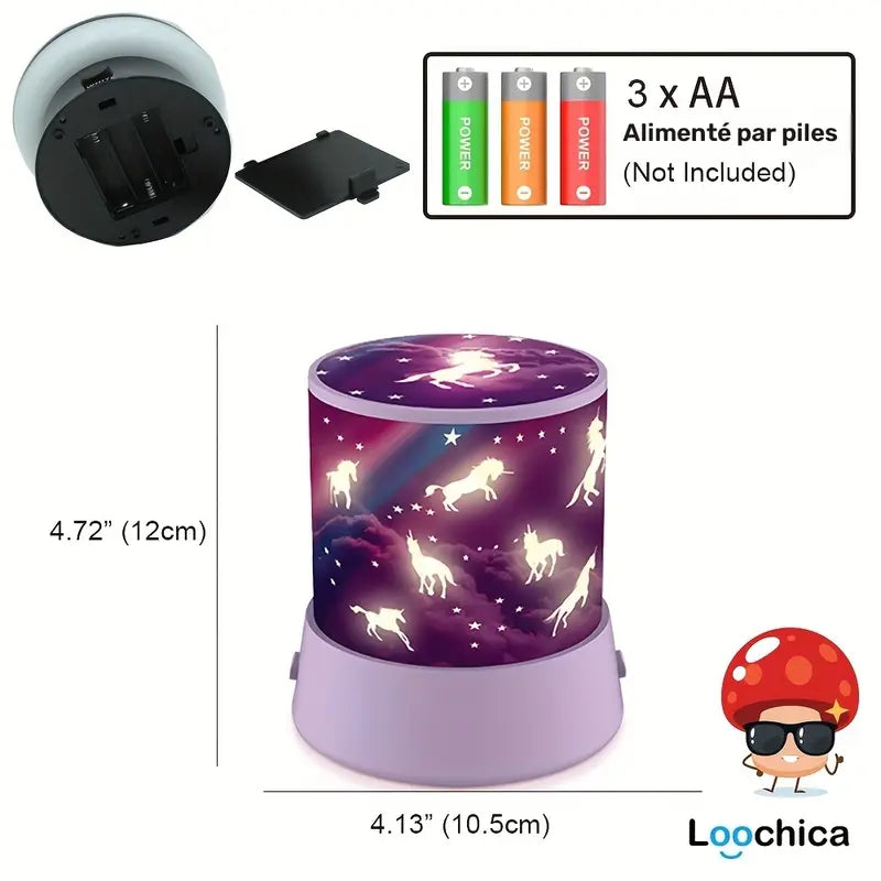 Veilleuse Projecteur Licorne pour Chambre Bébé – Lampe de Nuit Magique avec Projection Étoilée