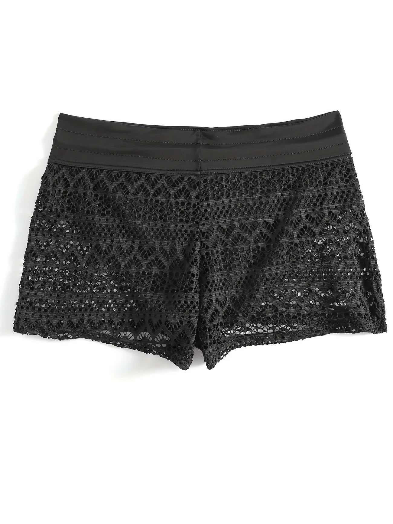 Short de Plage Femme en Dentelle – Taille Haute avec Lien Ajustable