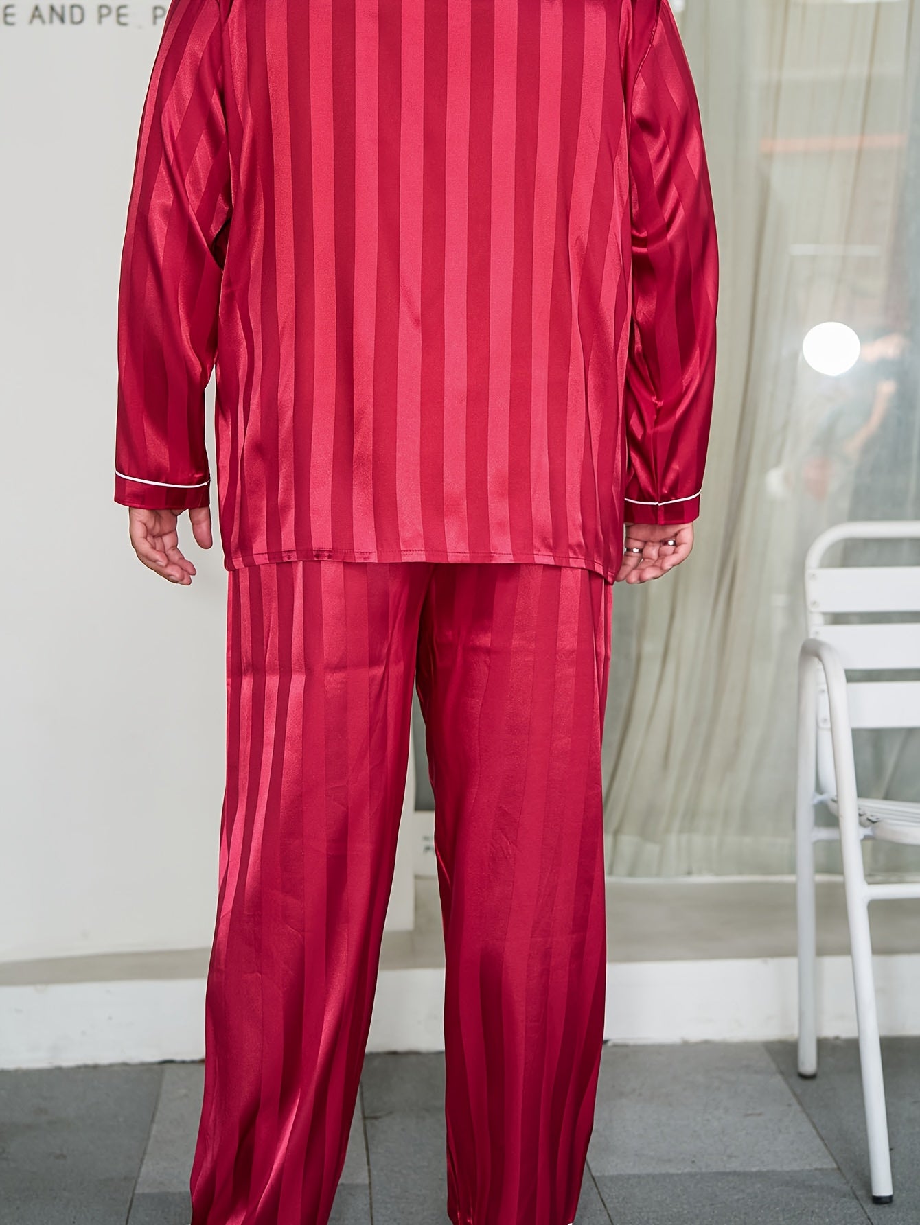 Pyjama décontracté pour homme grande taille en jacquard rayé