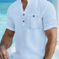 Chemise Homme Col Mao Décontractée – Manches Courtes Boutonnée, Style Estival Chic