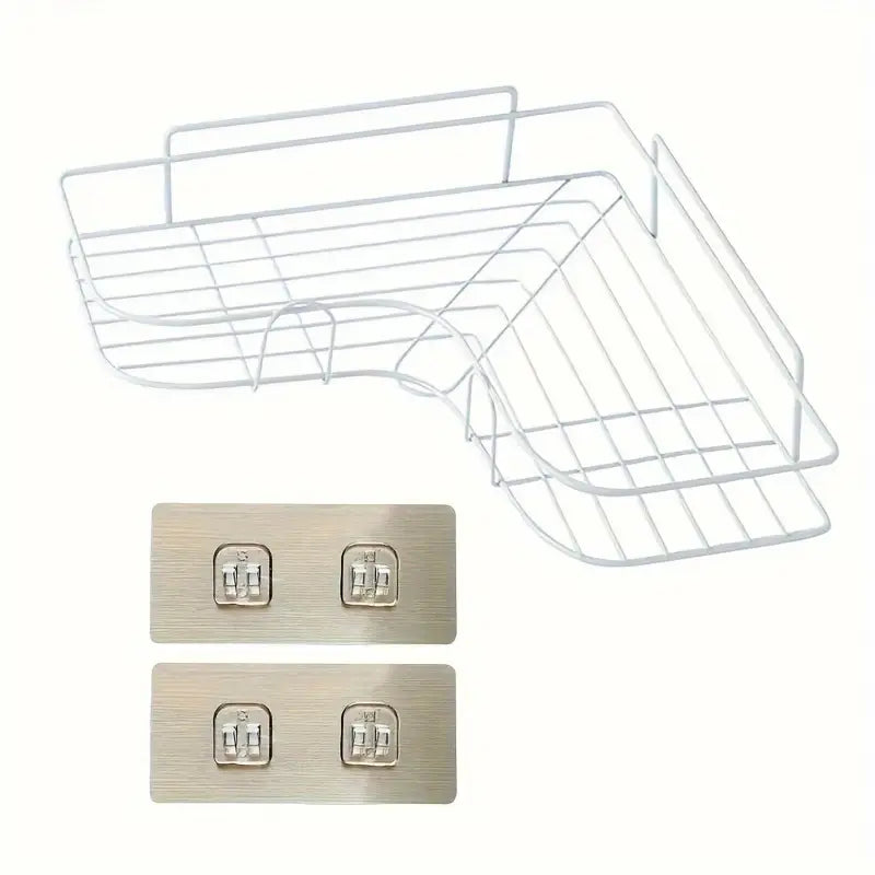 Étagère d'Angle Murale Salle de Bain – Panier Métal Auto-Adhésif Sans Perçage pour Douche et Lavabo