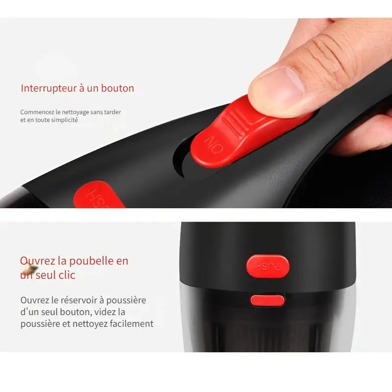 Aspirateur portatif puissant pour voiture – Entretien intérieur avec embouts multifonctions et câble USB
