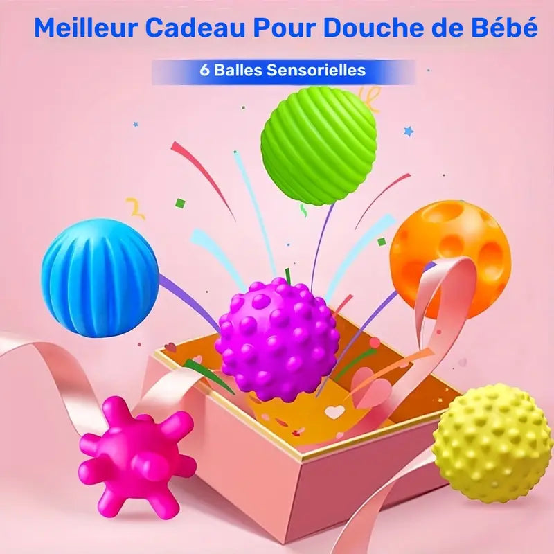 Balles sensorielles pour bébé – Jouets d’éveil texturés et colorés pour développement tactile