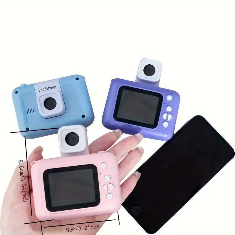 Appareil Photo Numérique pour Enfants PoddyPony – Caméra HD Rechargeable avec Écran et Objectif Amovible