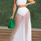Ensemble Plage 2 Pièces – Haut Bandeau et Jupe Longue Transparente Plissée