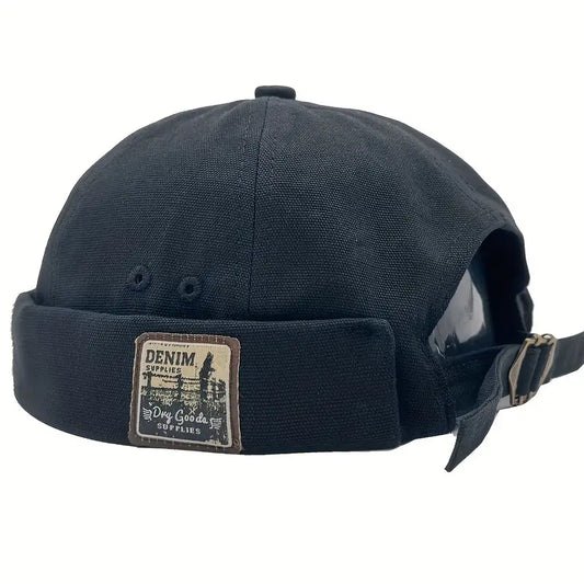 Bonnet docker homme style rétro – Casquette sans visière en coton kaki ajustable