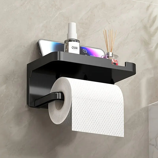 Porte-Papier Toilette Mural avec Support Téléphone – Distributeur Moderne Fixation Murale Sans Perçage
