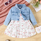 Robe Bébé Fille à Fleurs avec Haut en Jean – Tenue Printemps Été Élégante