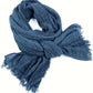 Écharpe homme bleu denim – Foulard long en coton léger avec finitions effilées