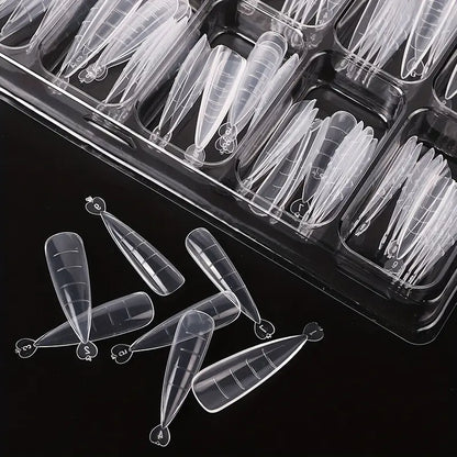 Moule à Ongles Polygel – Formes Réutilisables Transparente avec Guide de Longueur, Coffret 100 Pièces