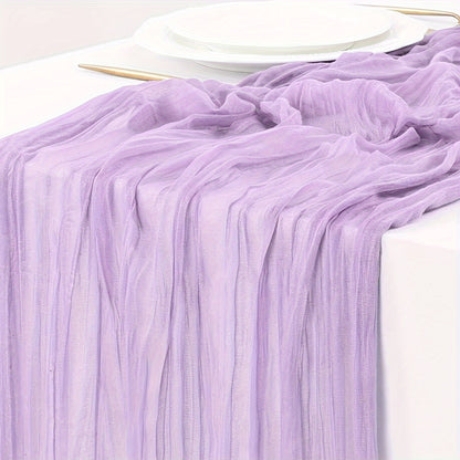 Chemin de Table Bohème en Gaze Froissée, coloris Lila