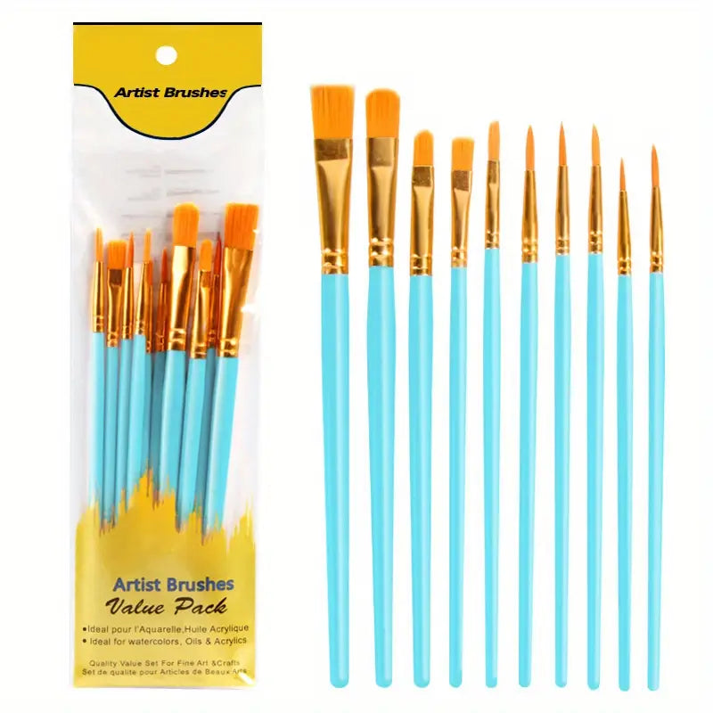 Lot de 12 Pinceaux de Peinture – Brosse Artiste pour Aquarelle, Acrylique, Huile et Loisirs Créatifs