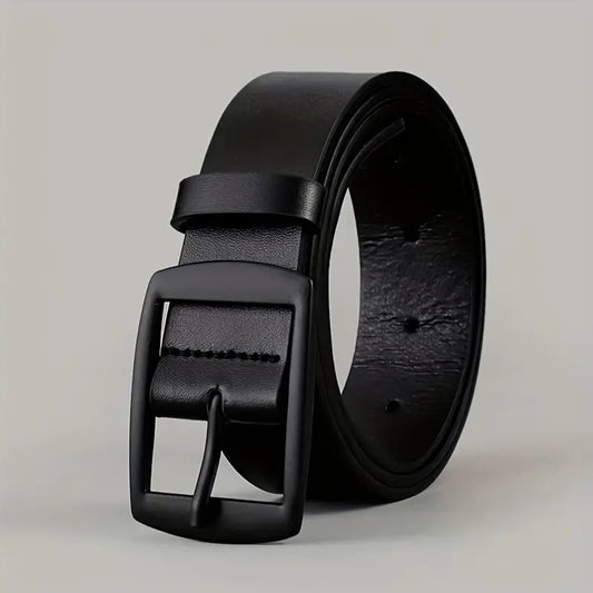 Ceinture homme en cuir véritable – Accessoire élégant avec boucle classique noire