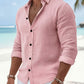 Chemise décontractée unie à boutons pour homme