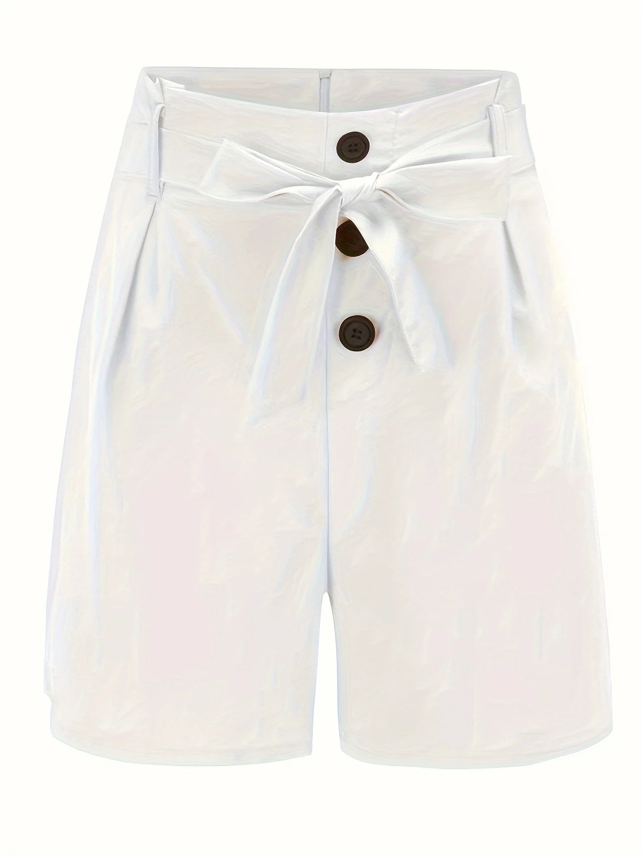 Short de Plage Femme à Ceinture Nouée – Taille Haute avec Boutons, Élégant & Léger pour l’Été