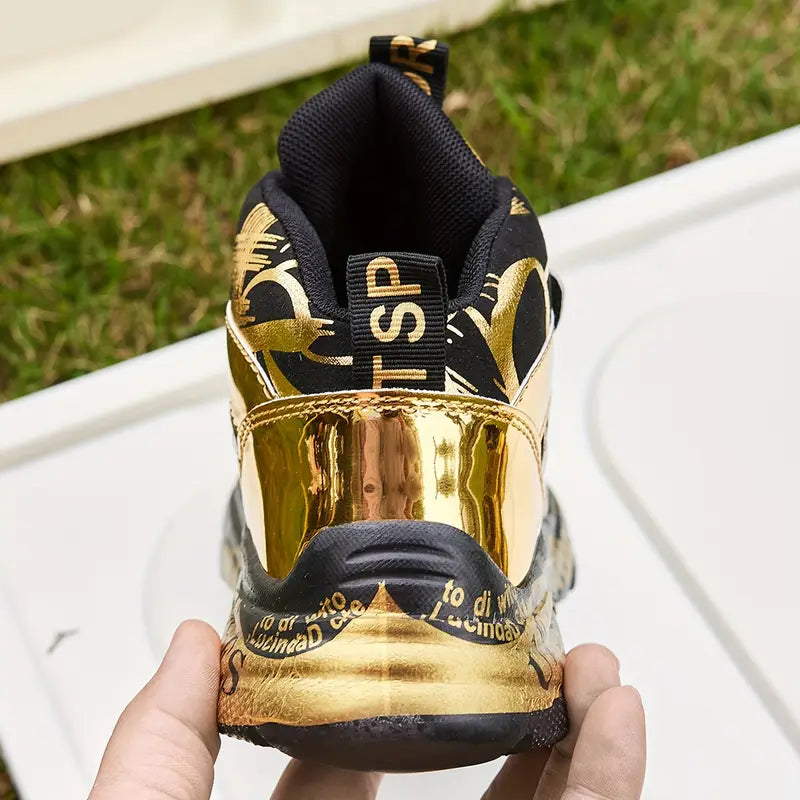 Chaussures bébé garçon montantes dorées – Baskets tendance et confortables pour look stylé