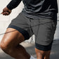 Short de sport homme 2 en 1, coloris Gris foncé