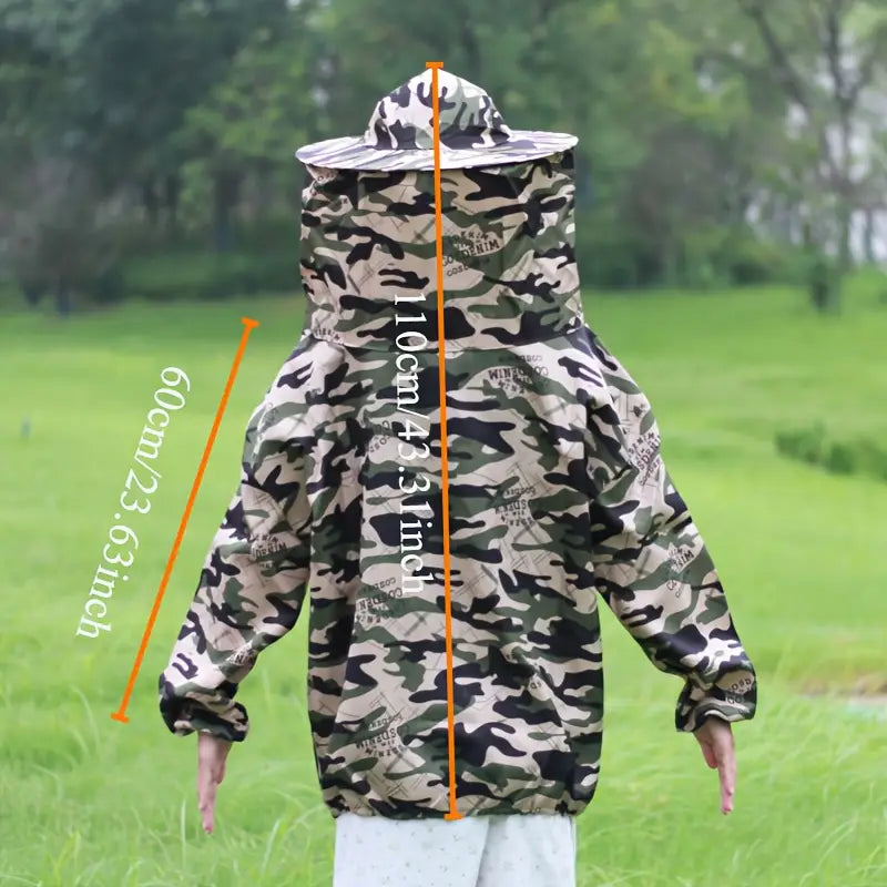 Veste anti-insectes camouflage avec voile protecteur – Répulsif antiparasitaire idéal pour plein air et jardin