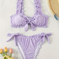 Bikini brodé avec volants – Haut à larges bretelles et culotte nouée ajustable